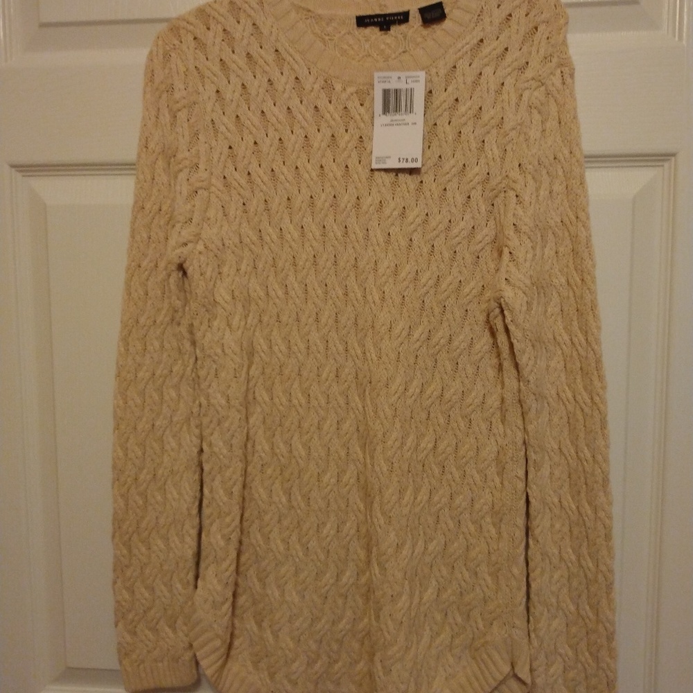 Cream sweater. Jeane Pierre Cable Sweater